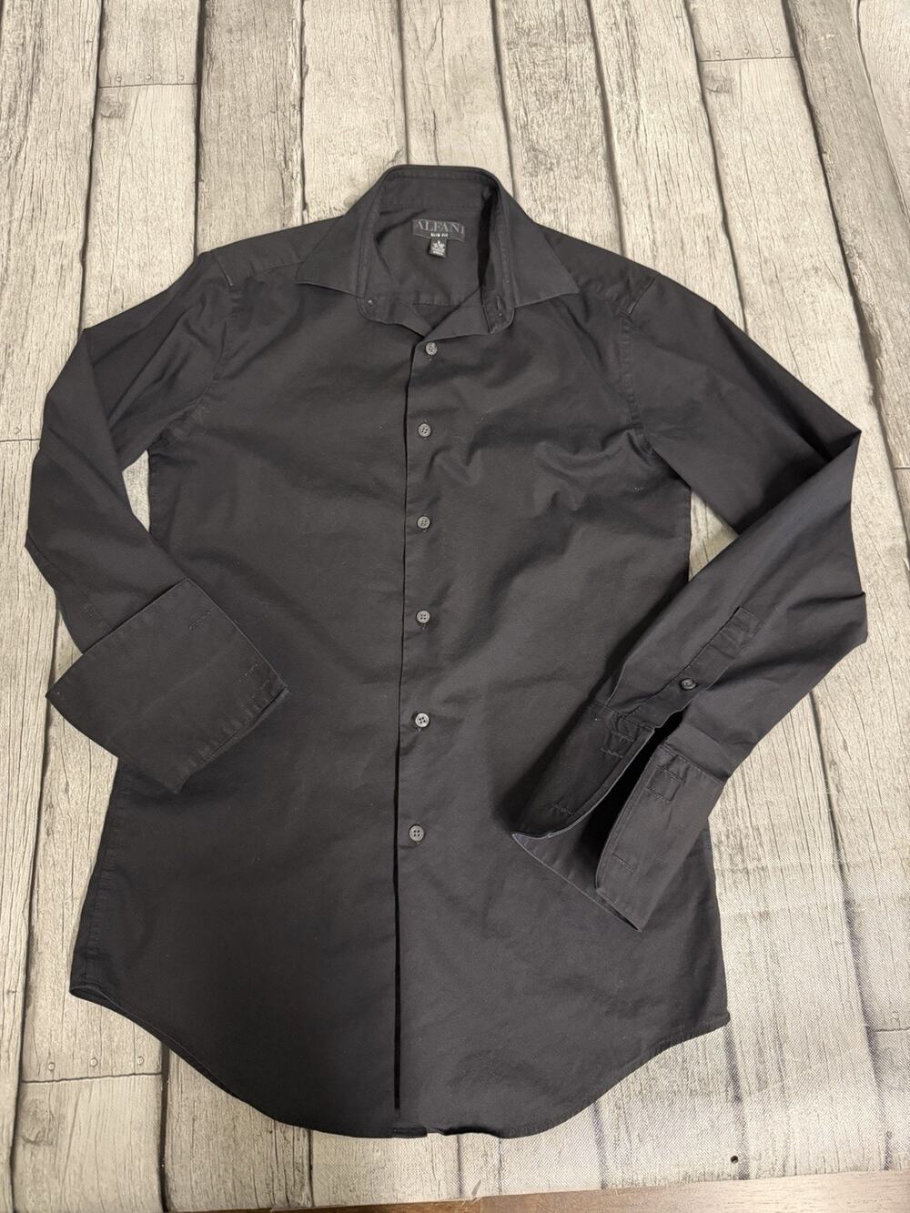 Men’s Alfani Slim Fit Black Dress Shirt Button Down Sz Small